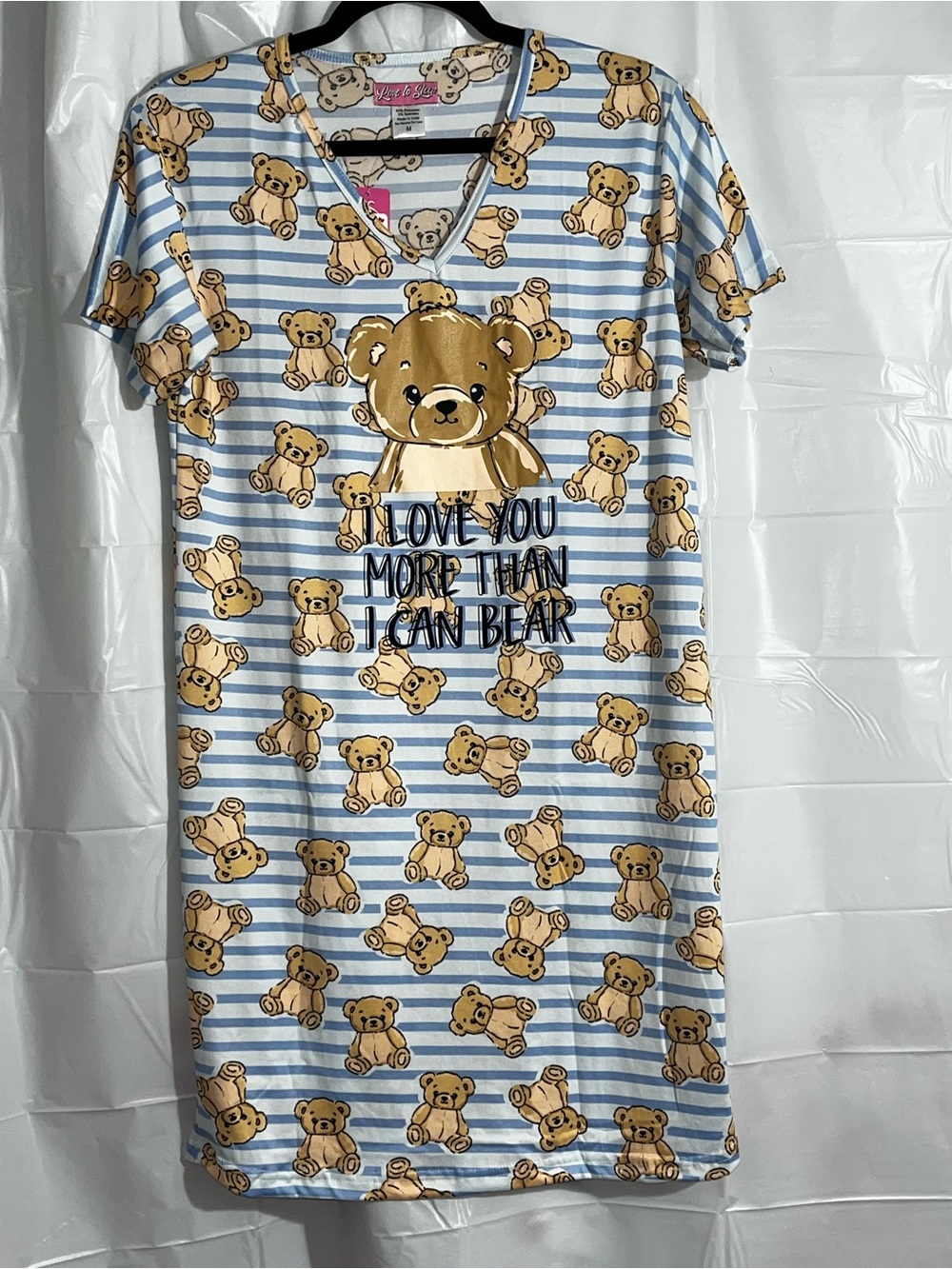 Love To Sleep Light Blue Bear Print Pajama Nightgown Pick (1)